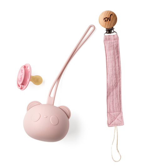 סט מחזיק מוצץ עם חריטה וקייס סיליקון