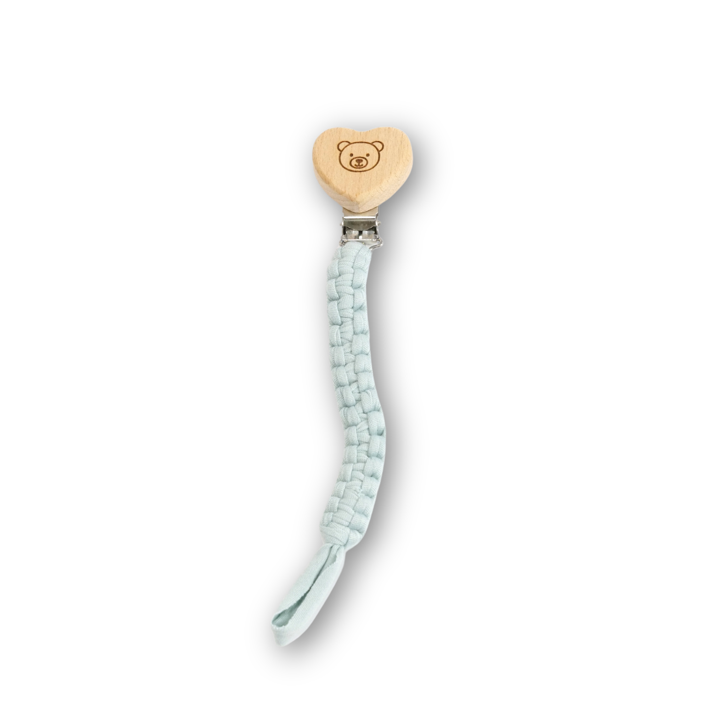 מחזיק מוצץ עץ בצורת לב – עם חריטה אישית