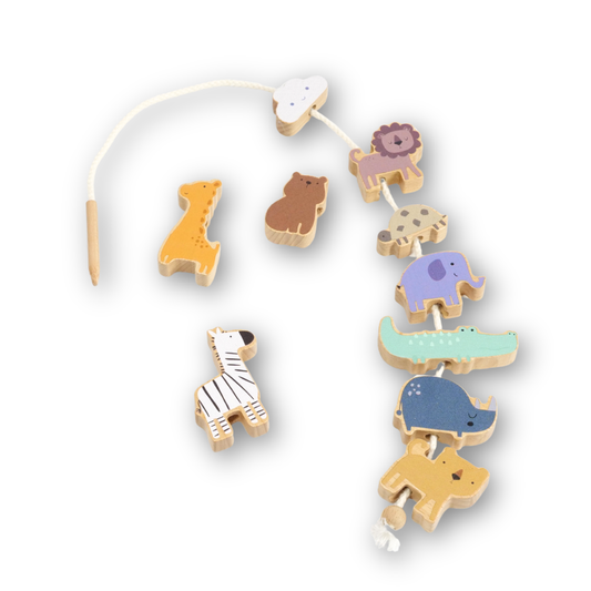 משחק השחלה מעץ – חיות הספארי